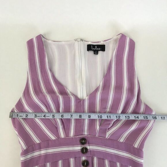 Lulus Jacqui Lavender and White Striped Button Front Midi Dress Women's Small - Picture 7 of 13